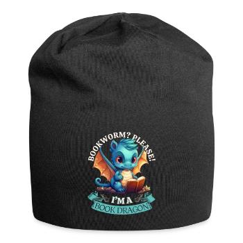 Bücherwurm: "Bookworm? Please! I'm A Book Dragon" - Jersey-Beanie - Schwarz - Vorne