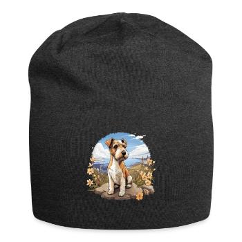 Dog Fox Terrier - Jersey Beanie - charcoal grey - Front