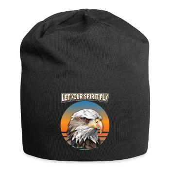 Motif d’aigle, Illustration d’aigle, dicton - Bonnet en jersey - noir - Devant