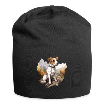 Hund Jack Russell - Jersey-Beanie - Schwarz - Vorne
