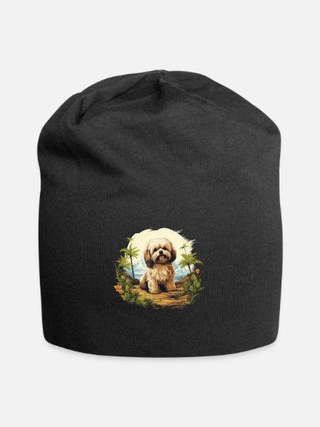 Hund Havaneser - Jersey-Beanie - Schwarz