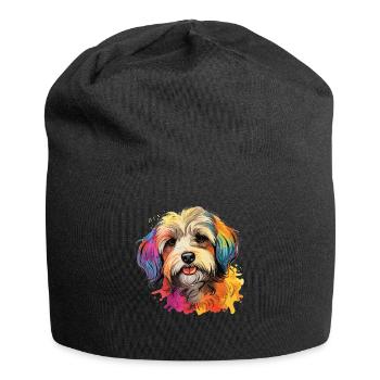 Chien Bichon Havanais - Bonnet en jersey - noir - Devant