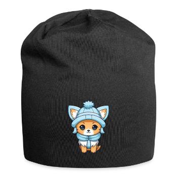 Fuchs Winter Comic - Jersey-Beanie - Schwarz - Vorne