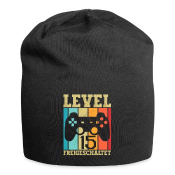 15 Level Freigeschaltet Gamer Sprüche Geburtstag - Jersey-Beanie - Schwarz - Vorne