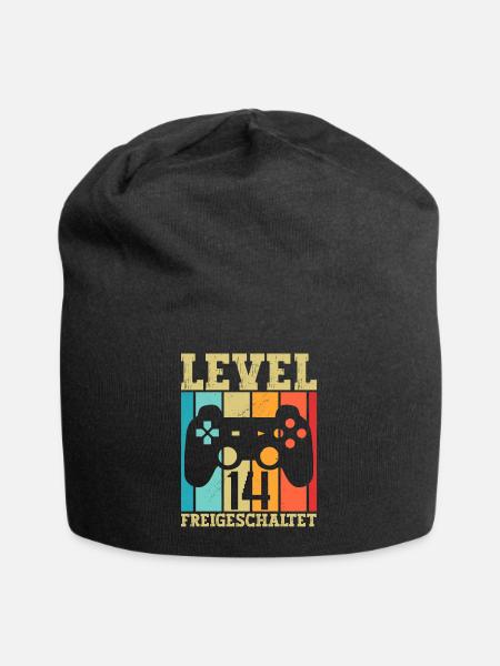 14 Level Freigeschaltet Gamer Spruch Geburtstag 14 - Jersey-Beanie - Schwarz