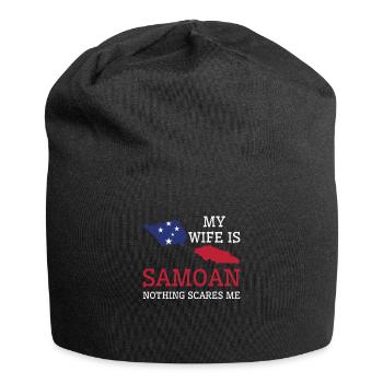 Nothing Scares Me My Wife Is Samoan Husband Samoa - Jersey Beanie - black - Front
