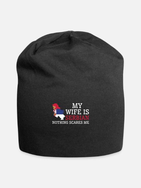 Nichts macht mir Angst Meine Frau ist Serbin - Jersey-Beanie - Schwarz