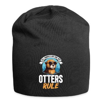 Otter Animal Kids & Adult - All Animals Are Cool - Jersey Beanie - black - Front