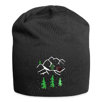 Winter Mountain Hut Solitude Christmas Snow - Jersey Beanie - black - Front
