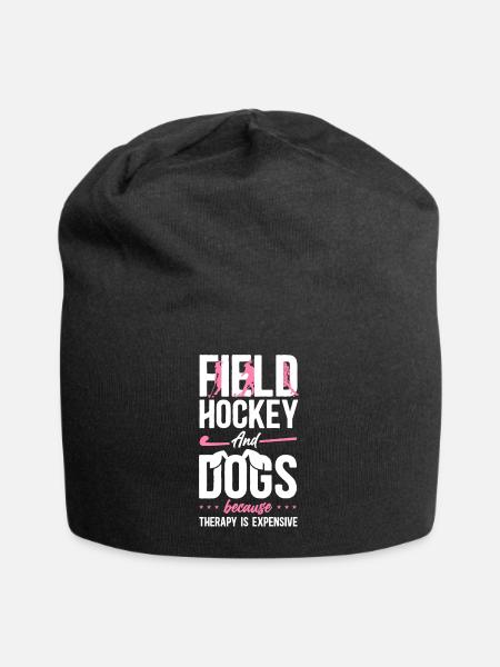 Field Hockey Dog Field Hockey And - Jersey Beanie - black
