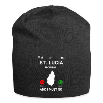 St. Lucia Karibik Insel Saint Lucia Urlaub Idee - Jersey-Beanie - Anthrazit - Vorne
