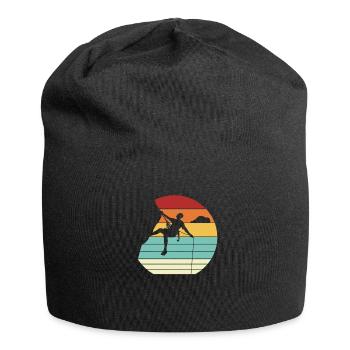 Retro Speedklettern Alpinklettern Sportklettern - Jersey-Beanie - Schwarz - Vorne
