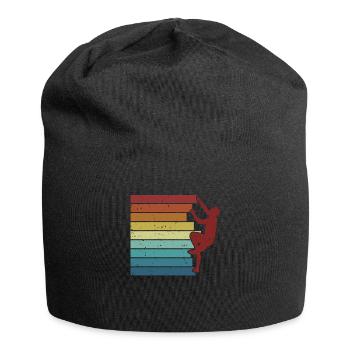 Retro Bouldern Speedklettern Sportklettern - Jersey-Beanie - Schwarz - Vorne