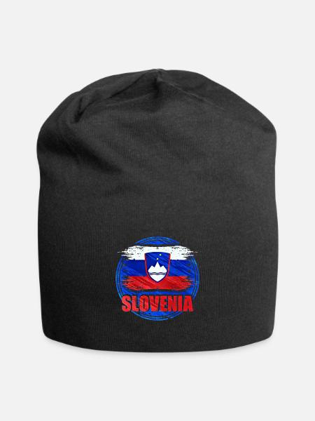 Slowenien - Jersey-Beanie - Schwarz