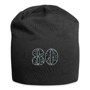 Military Style Birthday Number 80 Gift - Jersey Beanie - black - Front