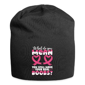 Brustkrebs-Pin Brustkrebs-Bewusstseinswoche - Jersey-Beanie - Schwarz - Vorne