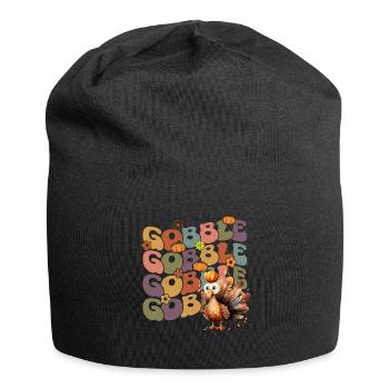 Happy Thanksgiving: Gobble Gobble Happy Turkey Day - Bonnet en jersey - noir - Devant