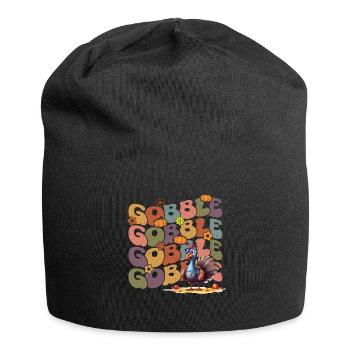 Happy Thanksgiving: Gobble Gobble Happy Turkey Day - Bonnet en jersey - noir - Devant