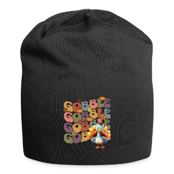 Happy Thanksgiving: Gobble Gobble Happy Turkey Day - Bonnet en jersey - noir - Devant