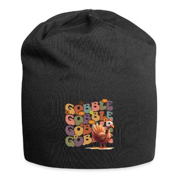 Happy Thanksgiving: Gobble Gobble Happy Turkey Day - Bonnet en jersey - noir - Devant