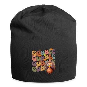 Happy Thanksgiving: Gobble Gobble Happy Turkey Day - Bonnet en jersey - noir - Devant