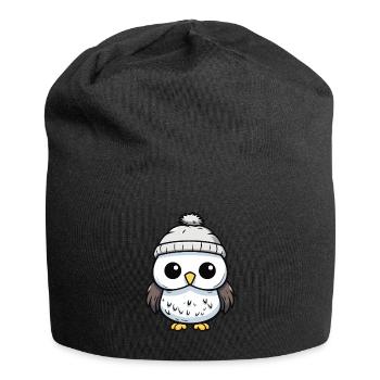 Eule Winter Comic Niedlich - Jersey-Beanie - Schwarz - Vorne