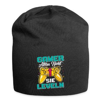 Gamer Altern Nicht Sie Leveln Retro Gamer Zocken - Jersey-Beanie - Schwarz - Vorne