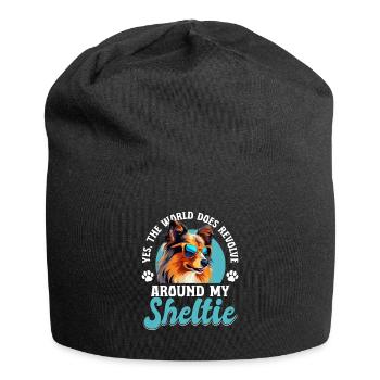 Chien de berger Shetland Chien Sheltie - Bonnet en jersey - noir - Devant