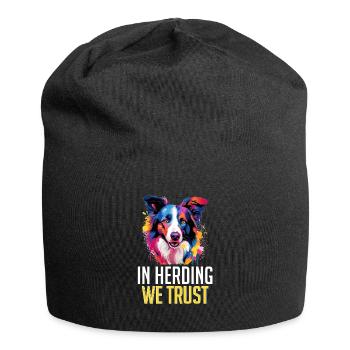 Border Collie Dog - In Herding We Trust - Jersey-Beanie - Schwarz - Vorne