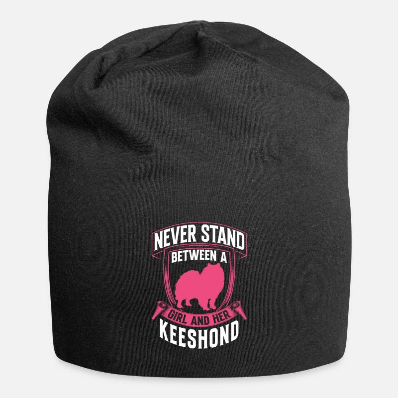 Mädchen und ihr Wolfsspitz Deutscher Spitz - Jersey-Beanie - Schwarz