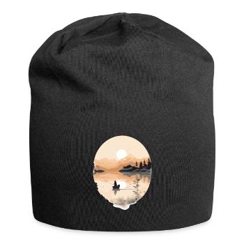 Motif de pêcheur romantique pour la pêche sportive - Bonnet en jersey - noir - Devant