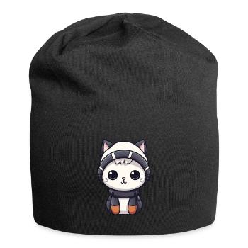Cat Winter Comic - Jersey Beanie - black - Front
