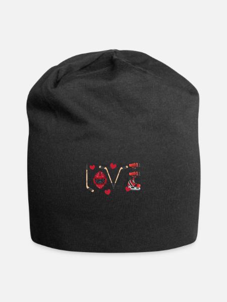 Liebe Spieler Torwart Eishockey Herz lustig - Jersey-Beanie - Schwarz