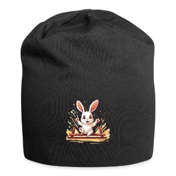 Kaninhop Master : Votre lapin en tant que champion - Bonnet en jersey - noir - Devant