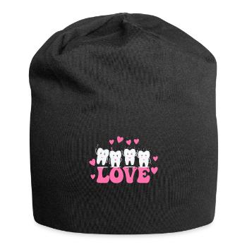Tg Love Teeth Tooth Zahnarzt Valentines Day - Jersey-Beanie - Schwarz - Vorne
