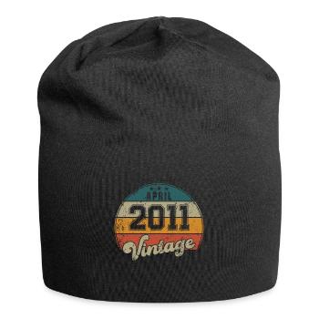 Vintage Geburtstag - April 2011 - Geschenkidee - Jersey-Beanie - Schwarz - Vorne