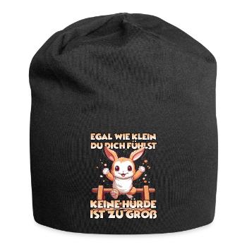 HoppyFunTime Kaninchen Geschenk Kaninchenbesitzer - Jersey-Beanie - Schwarz - Vorne