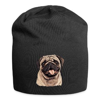 Mops - Jersey-Beanie - Schwarz - Vorne