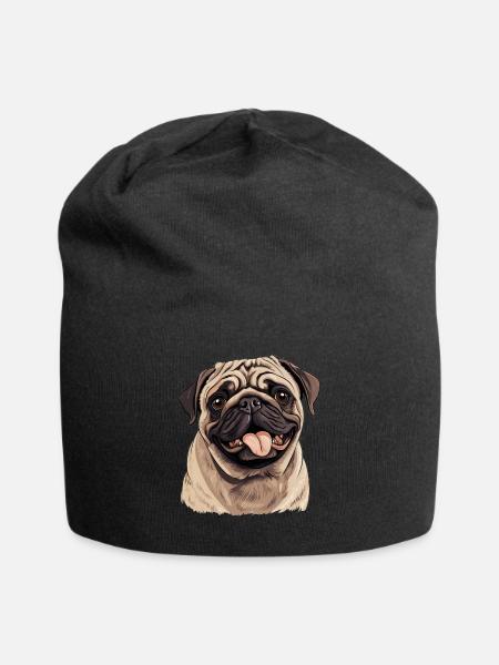 Mops - Jersey-Beanie - Schwarz
