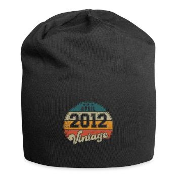 Vintage Geburtstag - April 2012 - Geschenkidee - Jersey-Beanie - Schwarz - Vorne