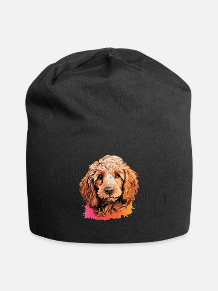 Pudel - Jersey-Beanie - Schwarz