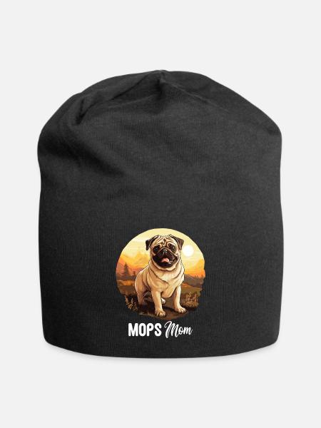 Mops - Jersey-Beanie - Schwarz