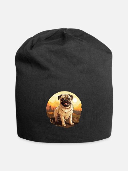 Mops - Jersey-Beanie - Schwarz