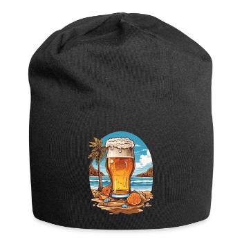 Bier am Strand Sonne und Urlaub Bierliebhaber - Jersey-Beanie - Schwarz - Vorne