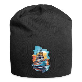 Angeln Fischereiboot Boot auf hoher See Fischer - Jersey-Beanie - Schwarz - Vorne
