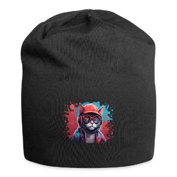 Cat Animal Art I Cool Cute Cat - Jersey Beanie - black - Front