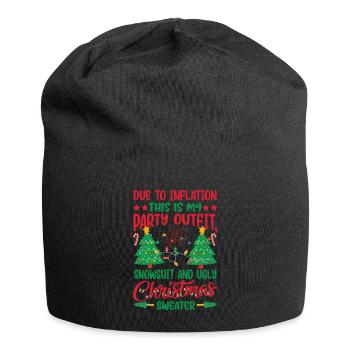 Due to Inflation - funny Christmas saying - Jersey Beanie - black - Front
