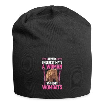 Woman Loving Wombat Australia Marsupial - Jersey Beanie - black - Front