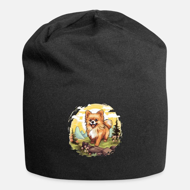 Pomeranian - Jersey-Beanie - Schwarz