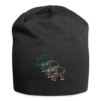 Trio von Wildschweinen Naturverbundenes Geschenk - Jersey-Beanie - Schwarz - Vorne